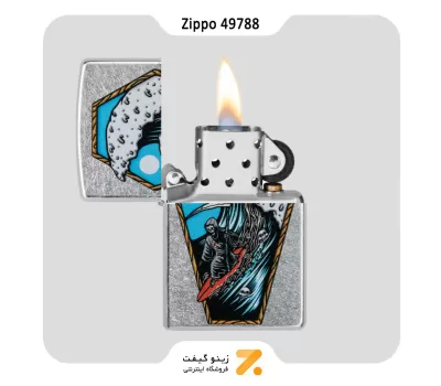 فندک زیپو مدل 49788 طرح فرشته مرگ سوار در موج-​Zippo Lighter 49788 207 REAPER SURFER DESIGN