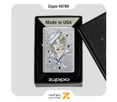 فندک زیپو مدل 49789 طرح دختر ملوان-​Zippo Lighter 49789 207 SAILOR GIRL TATTOO DESIG