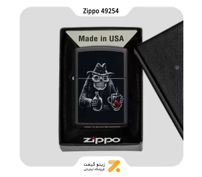 فندک زیپو مشکی مدل 49254 طرح جمجمه و بار-Zippo Lighter 49254 218 BAR SKULL DESIGN