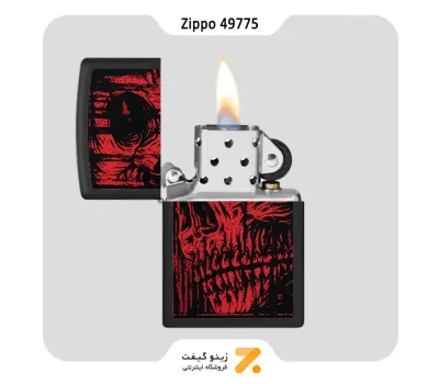 فندک زیپو مشکی مدل 49775 طرح جمجمه قرمز-Zippo Lighter 49775 218 RED SKULL DESIGN