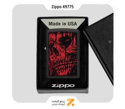 فندک زیپو مشکی مدل 49775 طرح جمجمه قرمز-Zippo Lighter 49775 218 RED SKULL DESIGN