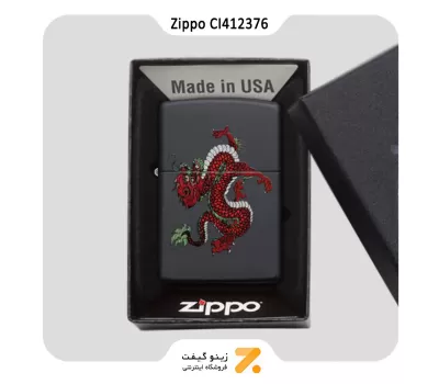 فندک زیپو مشکی مدل سی آی 412376 طرح اژدها قرمز-Zippo Lighter 218 CI412376 RED DRAGON DESIGN