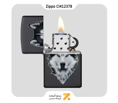 فندک زیپو مشکی مدل سی آی 412378 طرح هاسکی-Zippo Lighter 218 CI412378 SIBERIAN HUSKY DESIG