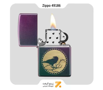 فندک زیپو هفت رنگ مدل 49186 طرح کلاغ سیاه-​Zippo Lighter 49186 49146 RAVEN DESIGN