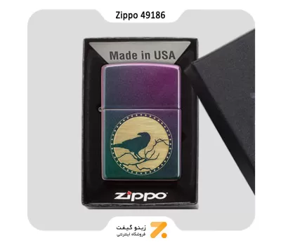 فندک زیپو هفت رنگ مدل 49186 طرح کلاغ سیاه-​Zippo Lighter 49186 49146 RAVEN DESIGN