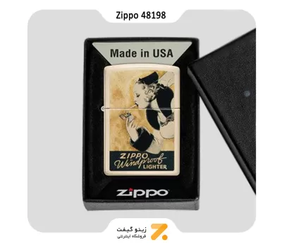 فندک زیپو کرم مدل 48198 طرح لیدی-Zippo Lighter 48198 49453 WINDY DESIGN