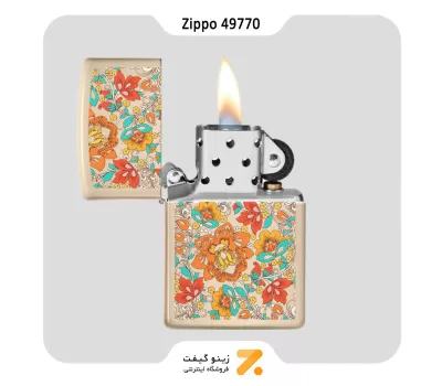 فندک زیپو کرم مدل 49770 طرح گل-Zippo Lighter 49770 49453 VINTAGE FLORAL DESIGN