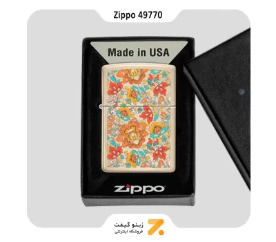 فندک زیپو کرم مدل 49770 طرح گل-Zippo Lighter 49770 49453 VINTAGE FLORAL DESIGN