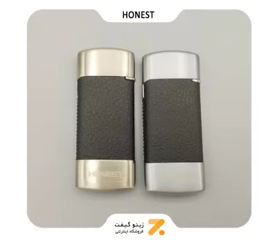 فندک گازی هانست با روکش چرم مشکی-​Honest Leather Lighter SN-LIHN-2201-4