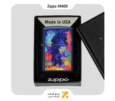 ​Zippo 49409 SEA LIFE DESIGN فندک زیپو سرمه ای مدل 49409 طرح زندگی در کف اقیانوس