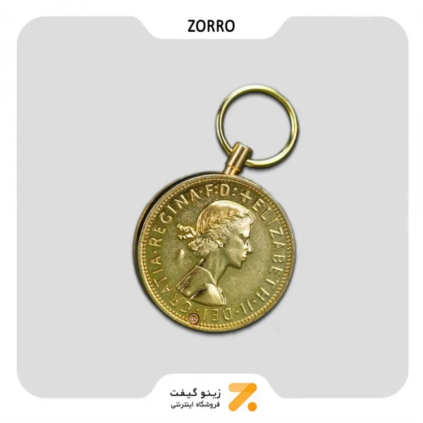 Zorro Lighter Elizabeth Coin​ فندک بنزینی زورو طرح سکه الیزابت رنگ طلایی