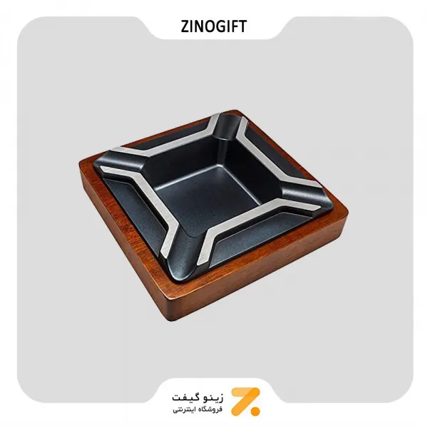 زیر سیگاری برگ جیفنگ مدل جی اف-071-​JIFENG JF-071 aluminium and merbau wooden four slots cigar ashtray