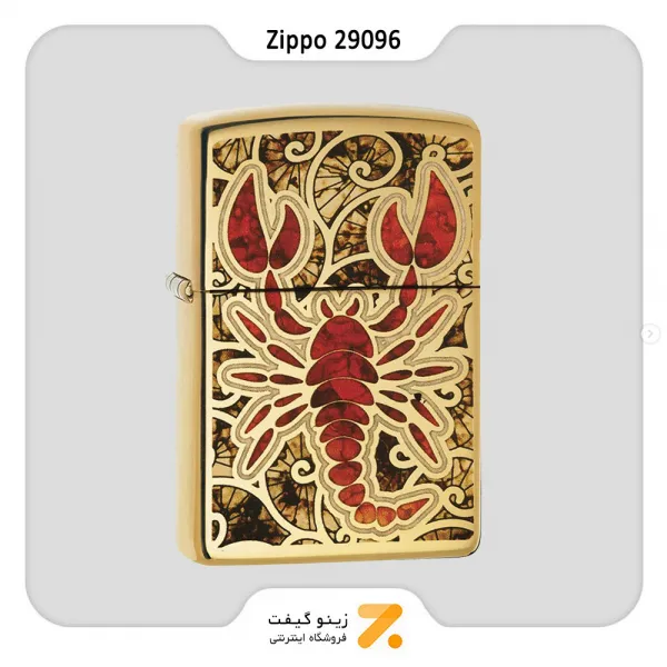 فندک بنزینی زیپو طلایی مدل 29096 طرح عقرب Zippo Lighter 29096 254B SCORPION SHELL