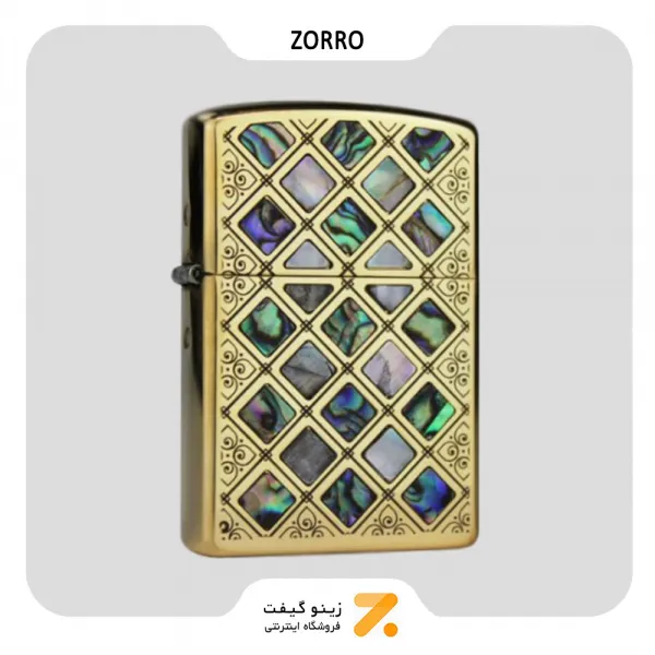 فندک بنزینی زورو صدفی طرح مشبک مدل 91584-​Zorro Lighter SN-LIZO-2104-26