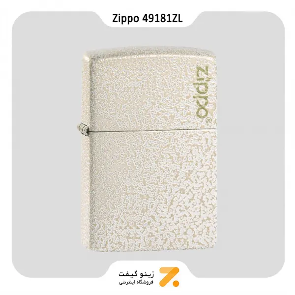 فندک بنزینی زیپو سفید ضد خش طرح لوگو زیپو مدل 49181 زد ال-​Zippo lighter 49181ZL ZIPPO LOGO