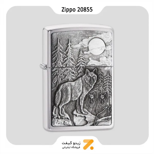 فندک بنزینی زیپو طرح برجسته گرگ مدل Zippo Lighter 20855 200 TIMBER WOLVES