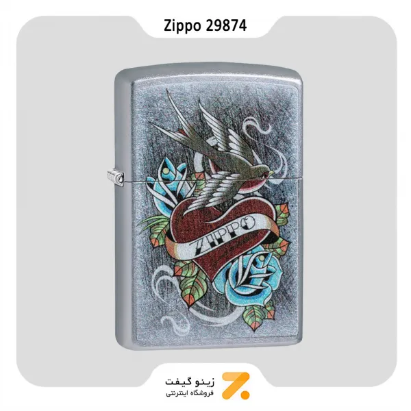 فندک بنزینی زیپو طرح تتو مدل 29874-​Zippo Lighter ​29874 207 VINTAGE TATTOO ZIPPO
