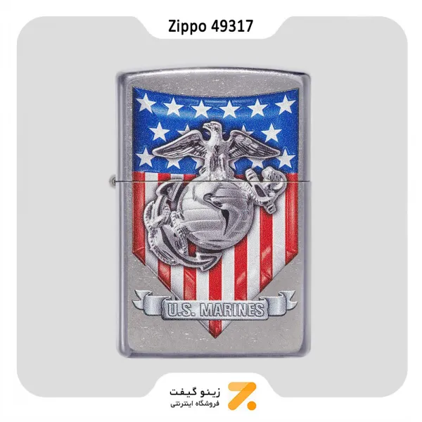 فندک بنزینی زیپو طرح تفنگداران دریایی ایالات متحده مدل 49317-​Zippo Lighter ​49317 -087152 207 USMC