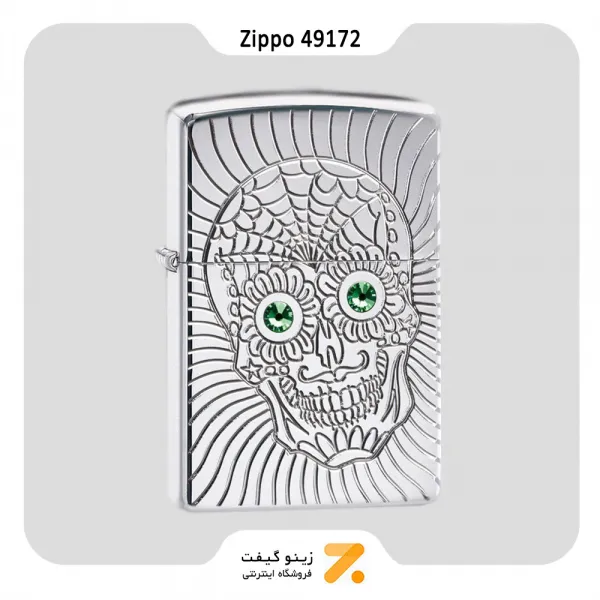 فندک بنزینی زیپو طرح جمجمه اسکلت مدل 49172-​Zippo Lighter ​49172 167 SUGAR SKULL DESIGN