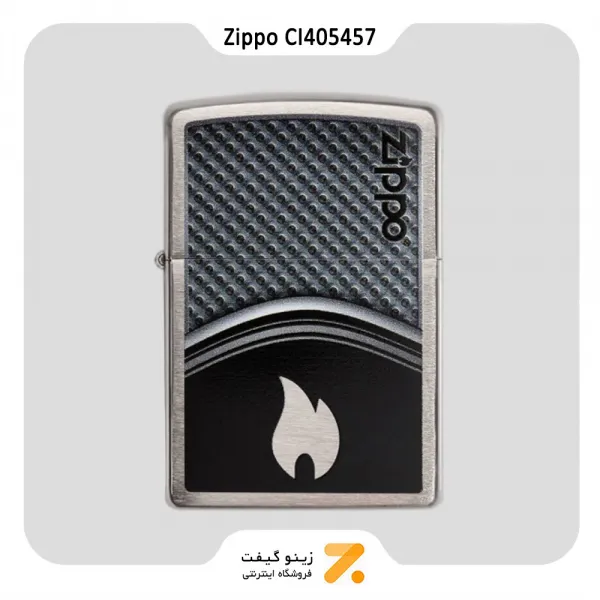 فندک بنزینی زیپو طرح شعله و لوگو زیپو مدل سی آی 405457-​Zippo Lighter 200 CI405457 METALLIC CURE WITH FL