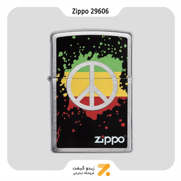 فندک بنزینی زیپو طرح صلح مدل 29606-Zippo Lighter ​29606 200 ZIPPO PEACE SPLASH