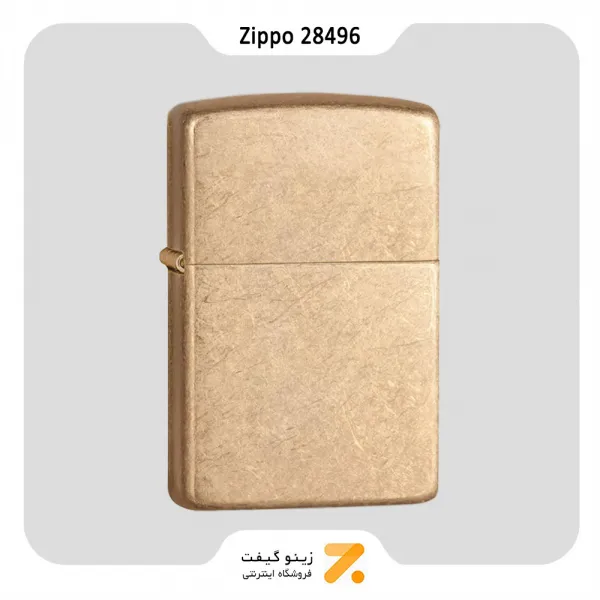 فندک بنزینی زیپو طلایی مدل 28496-Zippo Lighter 28496 ARMOR TUMBLED BRASS