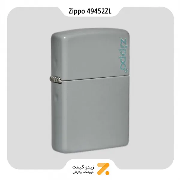 فندک بنزینی زیپو طوسی طرح لوگو زیپو مدل 49452 زد ال-Zippo Lighter 49452zl Flat Gray Zippo Logo