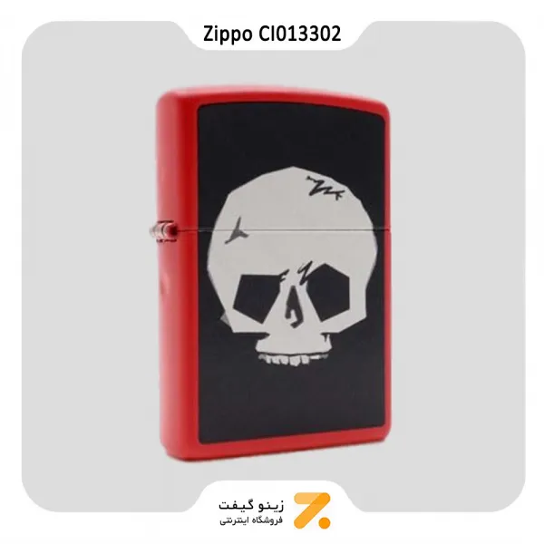 فندک بنزینی زیپو قرمز طرح اسکلت مدل سی آی 013302-Zippo Lighter 233 CI013302 SKULL