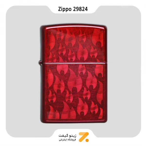 فندک بنزینی زیپو قرمز طرح شعله مدل 29824-Zippo Lighter ​29824 21063 ICED ZIPPO FLAME DESIGN