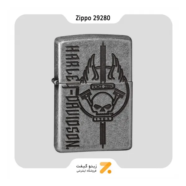 فندک بنزینی زیپو مدل 29280 طرح اسکلت هارلی دیویدسون-Zippo Lighter 29280 28973 HARLEY DAVIDSON HD 1903