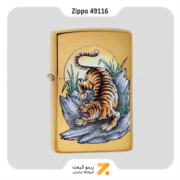 فندک بنزینی زیپوطلایی طرح ببرمدل 49116 204B TATTOO TIGER DESIGN