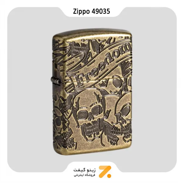 فندک زیپو طرح جمجمه مدل 49035-Zippo Lighter 49035 -075073 29561 FREEDOM SKULL D