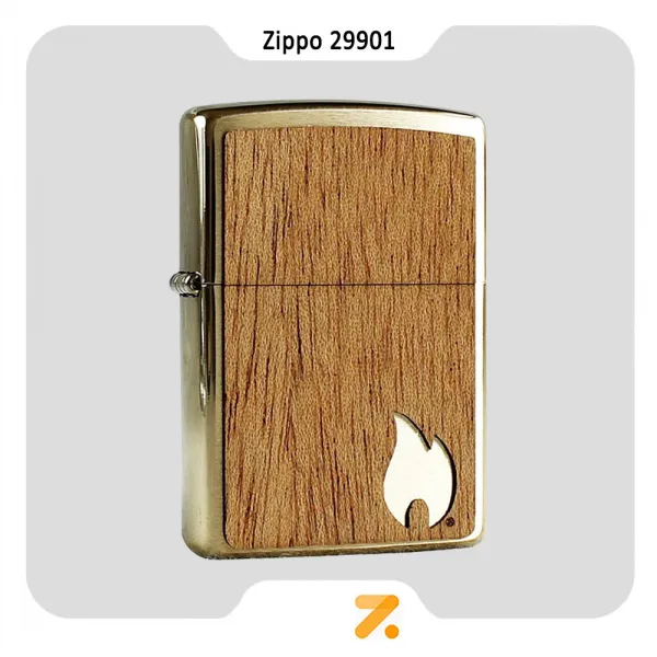 فندک زیپو طرح شعله با روکش چوب مدل 29901-Zippo Lighter 29901 204B WOODCHUCK FLAME