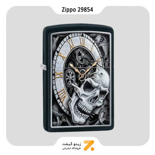 فندک زیپو مدل 29854 طرح تلفیقی جمجمه و ساعت-​Zippo Lighter 29854 218 SKULL CLOCK DESIGN