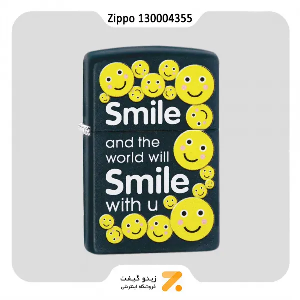 فندک زیپو مشکی طرح لبخند مدل 130004355-​Zippo Lighter 218 CI412239 SMILE DESIGN