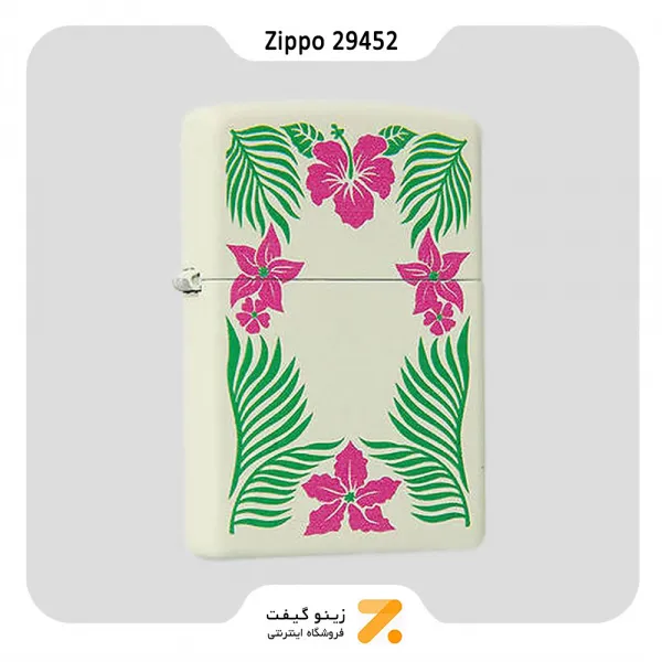فندک زیپو کرم رنگ طرح گل و گیاه مدل 29452-Zippo Lighter 29452 216 ZIPPO TROCICAL