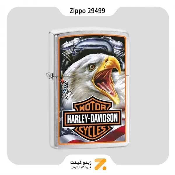 ​Zippo Lighter 29499 200 HARLEY DAVIDSON MAZZI EAGEL فندک بنزینی زیپو طرح هارلی دیویدسون و پرچم آمریکا مدل 29499
