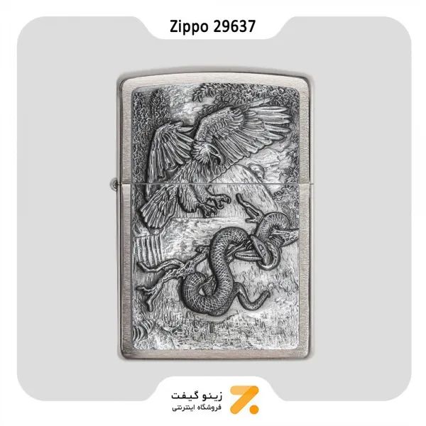 ​Zippo Lighter 29637 200 EAGLE VS SNAKE فندک بنزینی زیپو طرح عقاب و مار مدل 29637