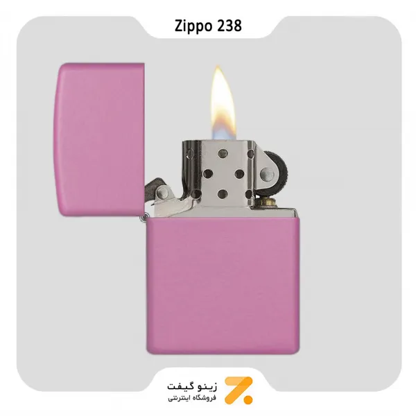 فندک بنزینی زیپو صورتی مدل 238-Zippo Lighter ​238 REGULAR PINK MATTE