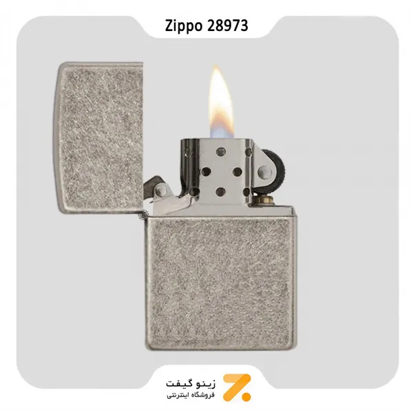 فندک بنزینی زیپو طرح آنتیک مدل 28973-Zippo Lighter 28973 ARMOR ANTQ SLVR PLT