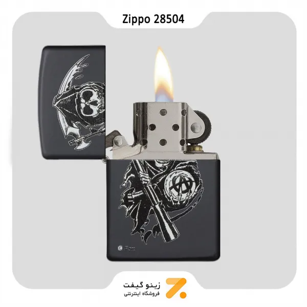فندک بنزینی زیپو طرح اسکلت و تبر مدل 28504-Zippo Lighter ​28504 218 SOA