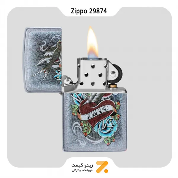 فندک بنزینی زیپو طرح تتو مدل 29874-​Zippo Lighter ​29874 207 VINTAGE TATTOO ZIPPO