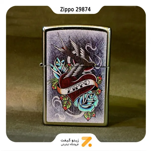 فندک بنزینی زیپو طرح تتو مدل 29874-​Zippo Lighter ​29874 207 VINTAGE TATTOO ZIPPO