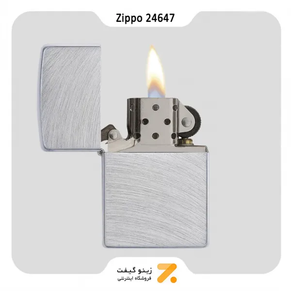 فندک بنزینی زیپو طرح خطوط قوس دار مدل 24647-Zippo Lighter ​24647 REG CHROME ARCH