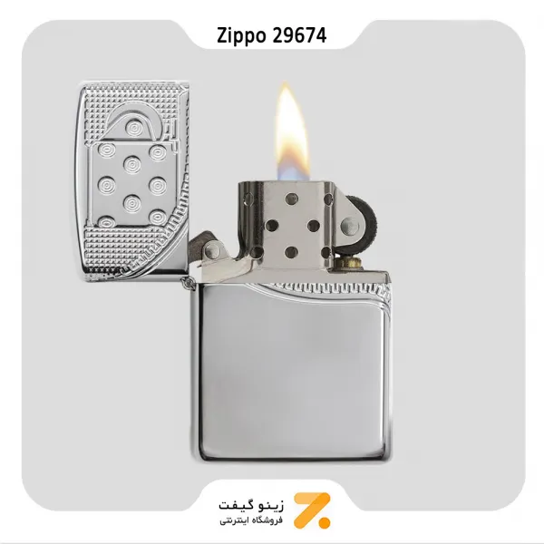 فندک بنزینی زیپو طرح زیپ مدل 29674-​Zippo Lighter 29674 167 ZIPPO ZIPPER DESIGN