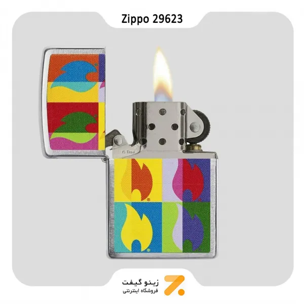 فندک بنزینی زیپو طرح شعله مدل 29623-Zippo Lighter 29623 200 ABSTRACT FLAME DESIGN