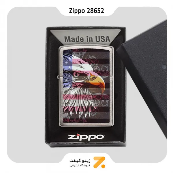 فندک بنزینی زیپو طرح عقاب و پرچم امریکا مدل 28652-​Zippo Lighter 28652 200 EAGLE FLAG