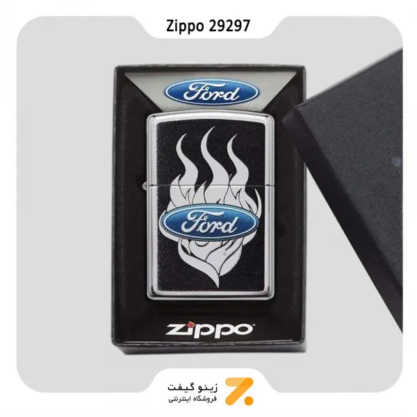 فندک بنزینی زیپو طرح لوگو فورد مدل 29297-Zippo Lighter ​29297 250 FORD