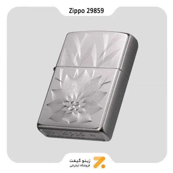 Zippo Lighter 29859 205 LOTUS OHM DESIGN فندک بنزینی زیپو طرح نیلوفر آبی مدل 29859