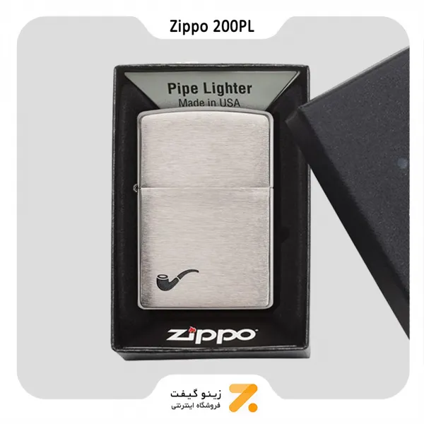 فندک بنزینی زیپو طرح پیپ مدل 200 پی ال-Zippo Lighter 200PL-BRFIN.CHR PIPE LIGHTER